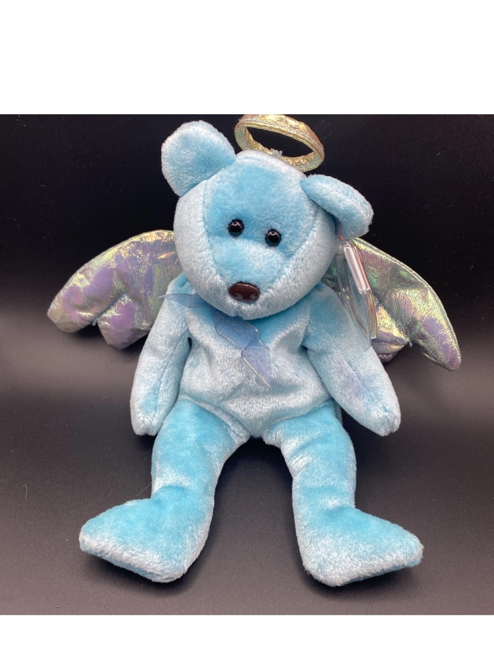 1998 Ty Retired Halo Pale Light Blue Angel Beanie Baby! Brown Nose New MWMT RARE